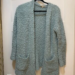Cozy Blue Textured Women's Sweaterblue knit cardigan